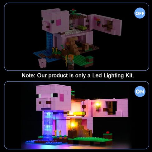مجموعة مصابيح LED VONADO من أجل Lego Minecraft The Pig House 21170، إضاءة DIY متوافقة مع Minecraft Pig Lego 21170 (بدون نموذج Lego)، مجموعة إضاءة Lego Creative Décore للأطفال كهدية (الضوء فقط) in Kuwait