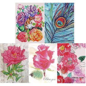 umbresen 6 Pack 5D DIY Special Shaped Diamond Painting Christmas Birthday Greeting Cards Creative Gift (Happy Birthday 6 Set)