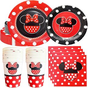 لوازم حفلات اعياد الميلاد بتصميم ميني احمر من بيجكوكي، تتضمن 40 طبق و20 منديل و20 كوب للبنات لتزيين حفلات ميني in Kuwait
