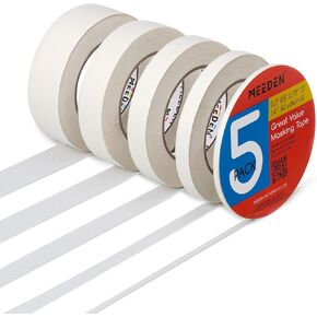MEEDEN 6 Packs White Artist Tape, 0.5" 0.75" 1.0" x 60 Yard, Multi-Sized Masking Art Tape, Acid-Free Painters Tape for Painting Drafting Canvas Framing, General Purpose for Craft, Office, School