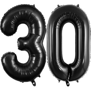 بالونات سوداء مقاس 40 بوصة مكونة من 30 رقمًا، بالونات فويل كبيرة الحجم لمستلزمات زينة حفلات عيد الميلاد الثلاثين / مناسبة الذكرى السنوية الثلاثين in Kuwait