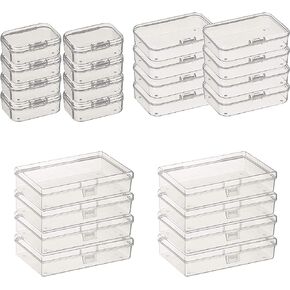 Thintinick 24 Pack Rectangular Plastic Storage Containers Box with Hinged Lid for Beads and Other Small Craft Items, Mixed Sizes (Blue)