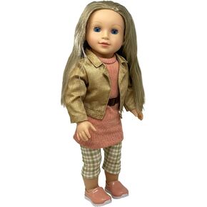18 Inch Dolls with Soft Hair and Accessories – Soft Body Doll with Sleeping Eyes, Poseable Vinyl Arms & Legs, Dress Outfit – Cute 18" Doll Set for Girls - Original 18" Doll