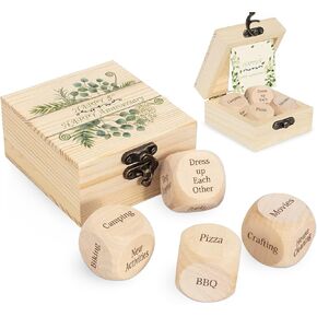 1DFAUL 5 Year Anniversary Wood Gift for Him Her, 5th Anniversary Wooden Gifts for Him, 5 Year Marriage Gifts Anniversary for Wife Husband, Date Night Dice Box Present for Couple in Kuwait