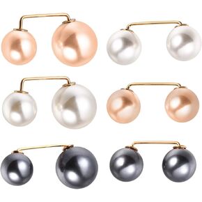Healifty 6pcs Faux Pearl Brooch Pins Safety Pin Wedding Decoration Shawl Collar Shirt Pin Buttons Sweater Brooches