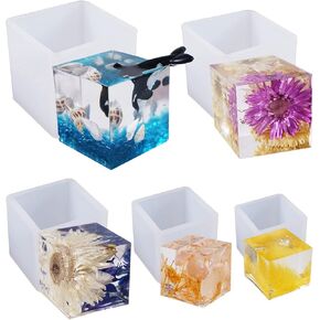 LUXWIN 5 قطع/مجموعة قوالب الراتنج المربعة 5 أحجام مختلفة مكعب سيليكون قوالب الراتنج الصب لصنع الصابون in Kuwait