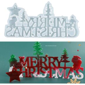 Vilihkc Merry Christmas Molds Exclusive Epoxy Resin Molds to Make Hanging Projects for Christmas Silicone Resin Molds to Decor Door/Wall