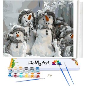 DoMyArt Paint by Number Acrylic Kit On Canvas for Adults Beginner 16X20 Inch (Christmas Snowman) in Kuwait
