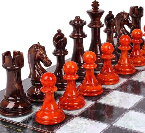 مجموعة شطرنج كبيرة 18.5 انش للبالغين والاطفال من الاكريليك وخليط معدني من الزنك، لوح شطرنج ثقيل محمول قابل للطي، مجموعة شطرنج انيقة للسفر، هدية لعبة لوحية - قطع شطرنج ستونتون الكلاسيكية in Kuwait