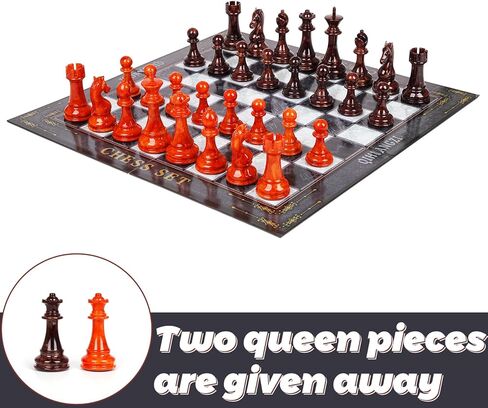 مجموعة شطرنج كبيرة 18.5 انش للبالغين والاطفال من الاكريليك وخليط معدني من الزنك، لوح شطرنج ثقيل محمول قابل للطي، مجموعة شطرنج انيقة للسفر، هدية لعبة لوحية - قطع شطرنج ستونتون الكلاسيكية in Kuwait