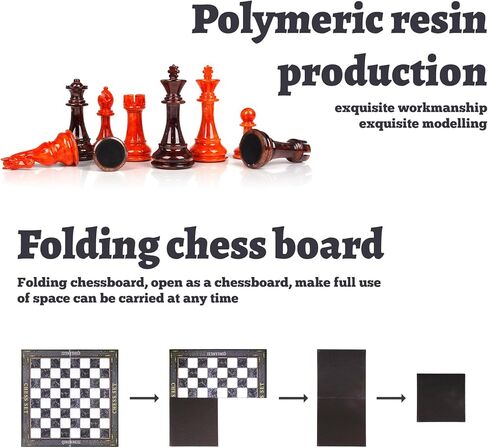 مجموعة شطرنج كبيرة 18.5 انش للبالغين والاطفال من الاكريليك وخليط معدني من الزنك، لوح شطرنج ثقيل محمول قابل للطي، مجموعة شطرنج انيقة للسفر، هدية لعبة لوحية - قطع شطرنج ستونتون الكلاسيكية in Kuwait