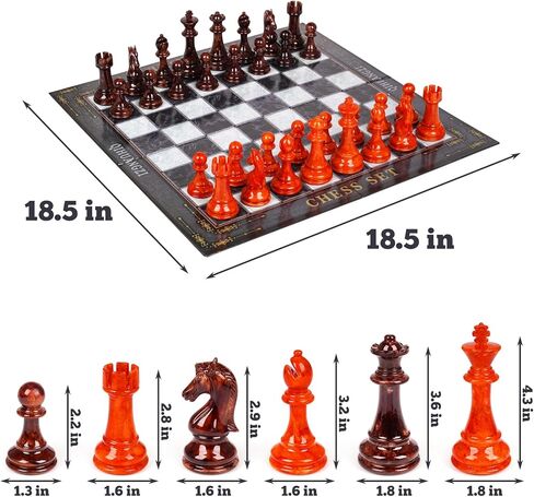 مجموعة شطرنج كبيرة 18.5 انش للبالغين والاطفال من الاكريليك وخليط معدني من الزنك، لوح شطرنج ثقيل محمول قابل للطي، مجموعة شطرنج انيقة للسفر، هدية لعبة لوحية - قطع شطرنج ستونتون الكلاسيكية in Kuwait