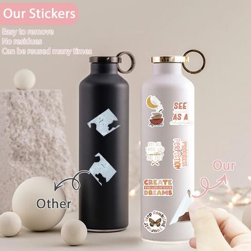 50PCS Aesthetic Boho Stickers, Encourage Motivate Inspiring Bohemian Minimalist Cute Vinyl Waterproof Stickers for Water Bottles Laptop Phone Journaling Scrapbook Journal, Scrapbooking Supplies Kit, in Saudi Arabia