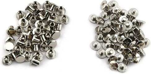 E-outstanding Phillip Chicago Screw 120sets 5x6mm Silver Chicago Screw Cross Head Phillips Drive Binding Screws Rivet Assembly Bolt for Book Binding DIY Leather Craft in Saudi Arabia