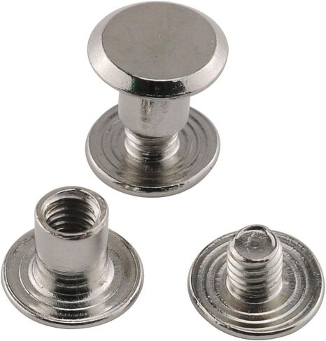 E-outstanding Phillip Chicago Screw 120sets 5x6mm Silver Chicago Screw Cross Head Phillips Drive Binding Screws Rivet Assembly Bolt for Book Binding DIY Leather Craft in Saudi Arabia
