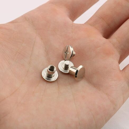 E-outstanding Phillip Chicago Screw 120sets 5x6mm Silver Chicago Screw Cross Head Phillips Drive Binding Screws Rivet Assembly Bolt for Book Binding DIY Leather Craft in Saudi Arabia