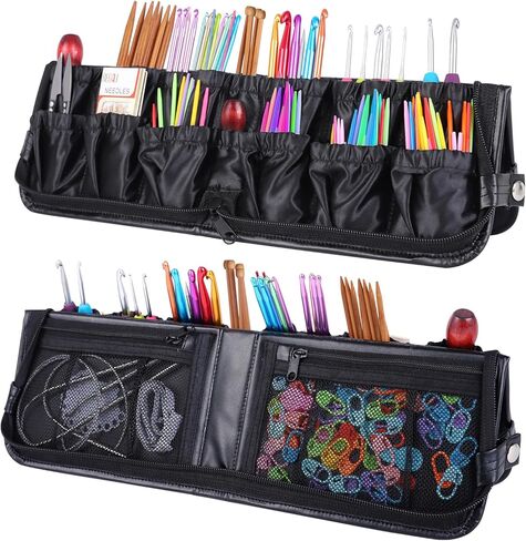Crochet Hook Case Crochet Hook Organizer Portable Crochet Hook Holder Knitting Needles Case Travel Storage Bag for Knitting Needles, Knitting Accessories (Bag Only!) in Kuwait