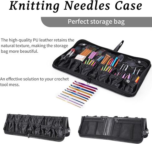 Crochet Hook Case Crochet Hook Organizer Portable Crochet Hook Holder Knitting Needles Case Travel Storage Bag for Knitting Needles, Knitting Accessories (Bag Only!) in Kuwait