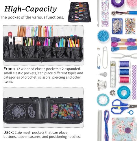 Crochet Hook Case Crochet Hook Organizer Portable Crochet Hook Holder Knitting Needles Case Travel Storage Bag for Knitting Needles, Knitting Accessories (Bag Only!) in Kuwait