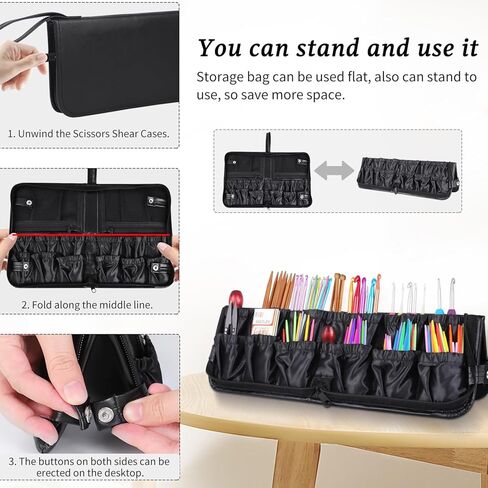 Crochet Hook Case Crochet Hook Organizer Portable Crochet Hook Holder Knitting Needles Case Travel Storage Bag for Knitting Needles, Knitting Accessories (Bag Only!) in Kuwait