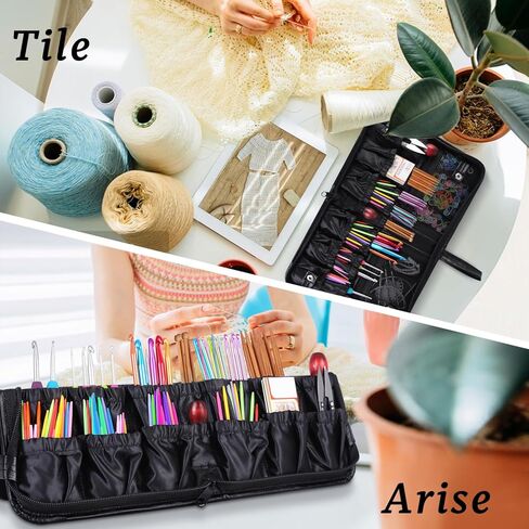 Crochet Hook Case Crochet Hook Organizer Portable Crochet Hook Holder Knitting Needles Case Travel Storage Bag for Knitting Needles, Knitting Accessories (Bag Only!) in Kuwait