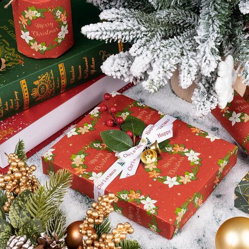 WRAPAHOLIC Kraft Christmas Wrapping Paper - 30 Inch X 100 Feet Jumbo Roll Christmas Garland with Merry Christmas Lettering Design in Saudi Arabia