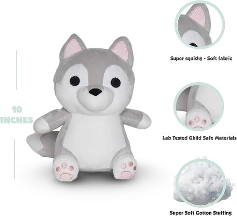 Avocatt Gray Wolf Plush Toy - 10 Inches Plushie Stuffed Animal - Hug and Cuddle with Squishy Soft Fabric and Stuffing for Boys and Girls in Saudi Arabia