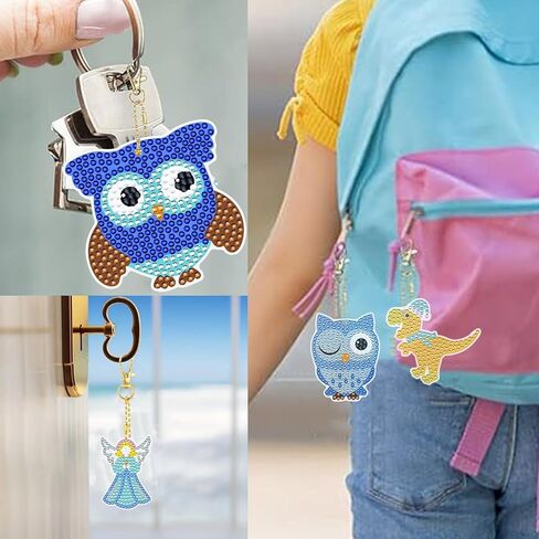 jecxucci 12 قطعة من سلسلة المفاتيح الماسية الحلي 5D DIY سانتا عيد الميلاد شجرة تخزين الفن للأطفال عيد الميلاد DIY الحرف اليدوية ديكور الأسرة، ضعف الجانب عيد الميلاد الماس الفن لعيد الميلاد الحلي in Kuwait