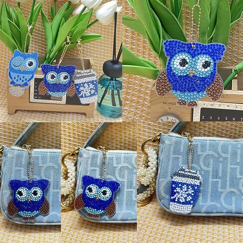 jecxucci 12 قطعة من سلسلة المفاتيح الماسية الحلي 5D DIY سانتا عيد الميلاد شجرة تخزين الفن للأطفال عيد الميلاد DIY الحرف اليدوية ديكور الأسرة، ضعف الجانب عيد الميلاد الماس الفن لعيد الميلاد الحلي in Kuwait