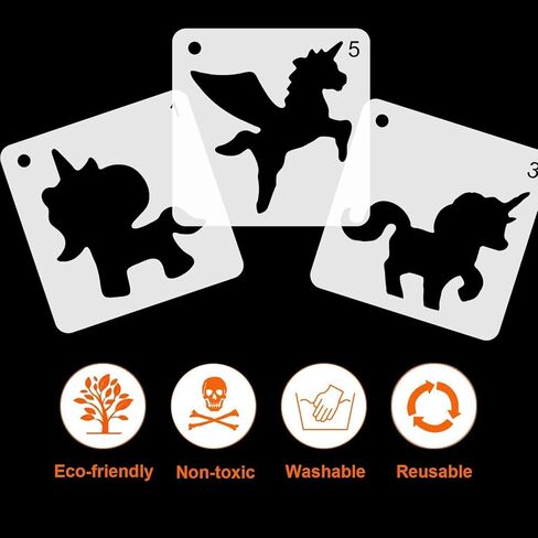 9 Pieces Unicorn Stencils Plastic Kids Drawing Stencil Reusable Unicorn Template for DIY Craft Painting Drawing in Kuwait