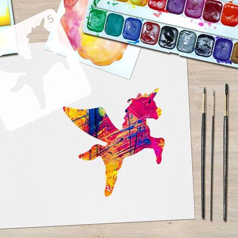 9 Pieces Unicorn Stencils Plastic Kids Drawing Stencil Reusable Unicorn Template for DIY Craft Painting Drawing in Kuwait