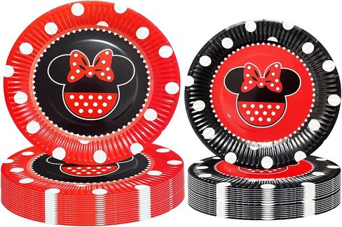 لوازم حفلات اعياد الميلاد بتصميم ميني احمر من بيجكوكي، تتضمن 40 طبق و20 منديل و20 كوب للبنات لتزيين حفلات ميني in Kuwait