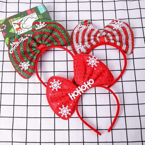 Aneco 6 Pack Christmas Bow Headband Xmas Party Hats Bow Hair Hoop Christmas Decoration Headdress for Christmas Holiday Party Supplies in Saudi Arabia