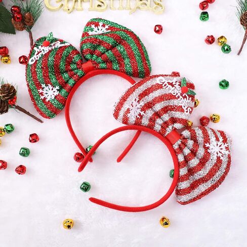 Aneco 6 Pack Christmas Bow Headband Xmas Party Hats Bow Hair Hoop Christmas Decoration Headdress for Christmas Holiday Party Supplies in Saudi Arabia