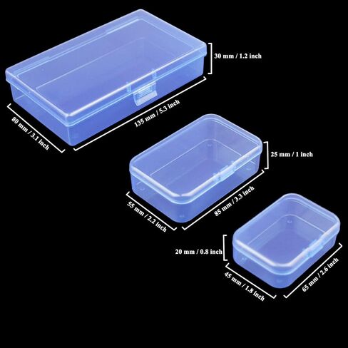 Thintinick 24 Pack Rectangular Plastic Storage Containers Box with Hinged Lid for Beads and Other Small Craft Items, Mixed Sizes (Blue) in Kuwait