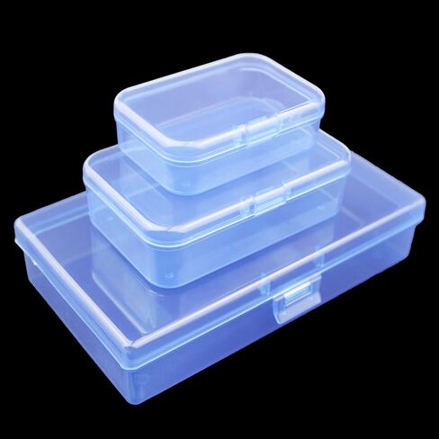 Thintinick 24 Pack Rectangular Plastic Storage Containers Box with Hinged Lid for Beads and Other Small Craft Items, Mixed Sizes (Blue) in Kuwait