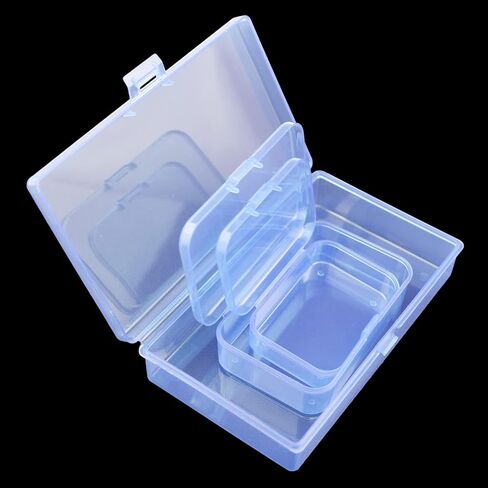 Thintinick 24 Pack Rectangular Plastic Storage Containers Box with Hinged Lid for Beads and Other Small Craft Items, Mixed Sizes (Blue) in Kuwait