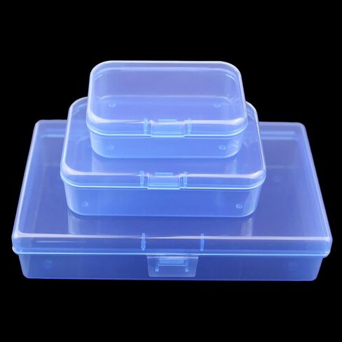 Thintinick 24 Pack Rectangular Plastic Storage Containers Box with Hinged Lid for Beads and Other Small Craft Items, Mixed Sizes (Blue) in Kuwait