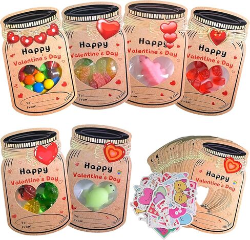 بطاقات عيد الحب iRugusa hapfyer للأطفال 60 حزمة مع ملصقات، بطاقات عيد الحب السعيدة للأطفال في المدرسة والفصول الدراسية - هدايا عيد الحب للأطفال (الحلوى أو الألعاب غير متضمنة) in Kuwait