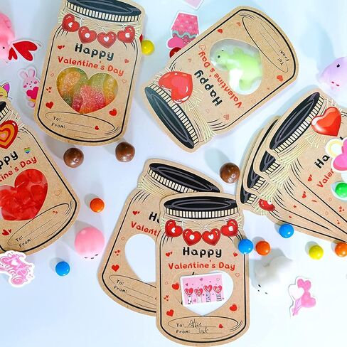 بطاقات عيد الحب iRugusa hapfyer للأطفال 60 حزمة مع ملصقات، بطاقات عيد الحب السعيدة للأطفال في المدرسة والفصول الدراسية - هدايا عيد الحب للأطفال (الحلوى أو الألعاب غير متضمنة) in Kuwait