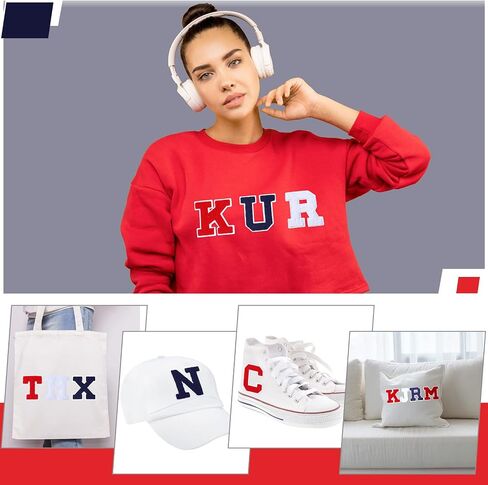 156 Pieces Chenille Letter Patches Iron on Large 3.2"H x 2.4"W College Varsity Letters Patches for Clothing Embroidered Trimmed Preppy Alphabet Patches for Letterman Jackets Jeans (White, Red, Blue) in Saudi Arabia