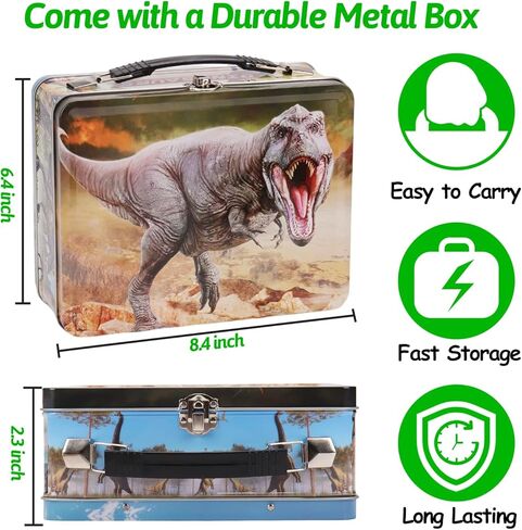 Tsomtto 20 PCS Dinosaur Toys for Kids 3-5 5-7 with Metal Storage Box Jurassic Dinosaur Figures Pull Back Car Toys for 2 3 4 Year Old Boy Girl Toddler Toys Age 2-4 Dino Book Party Favors 4-8 in Kuwait