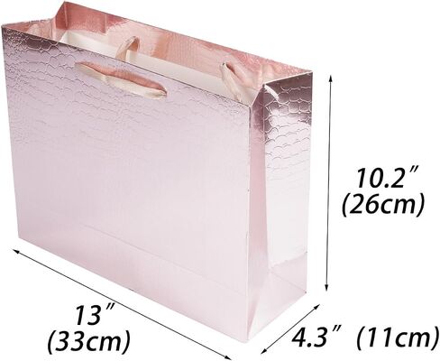 Lyforpyton Extra Large Rose Gold Gift Bags with Tissue Paper and Card 17"x12.6"x5.1" Alligator Pattern Gift Paper Bag for Birthday, Wedding, Anniversaries in Saudi Arabia