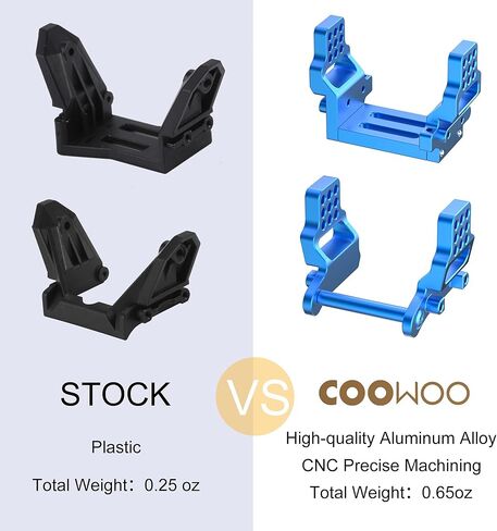 حامل صدمات أمامي وخلفي متعدد الفتحات من COOWOO للسيارات الزاحفة 1/18 TRX-4M RC - سبائك الألومنيوم، قوة معززة، تعليق قابل للتخصيص، وأداء محسن، أزرق in Kuwait