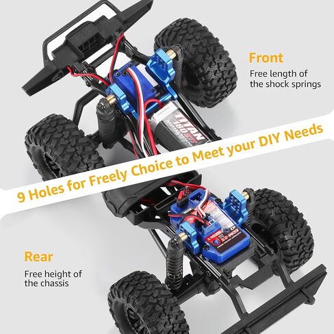حامل صدمات أمامي وخلفي متعدد الفتحات من COOWOO للسيارات الزاحفة 1/18 TRX-4M RC - سبائك الألومنيوم، قوة معززة، تعليق قابل للتخصيص، وأداء محسن، أزرق in Kuwait