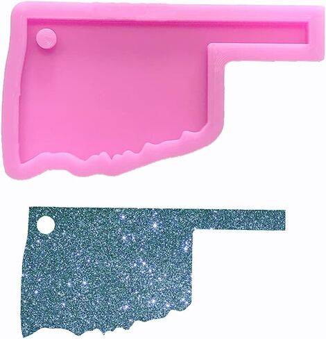 Shiny Glossy America USA State Oklahoma Map Shape Silicone Molds for DIY Craft Keychain Polymer Clay Mold Necklace Epoxy Pendant Jewellery Resin Crafting Making Backpack Cake Decor Fondant Mould in Saudi Arabia