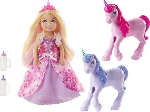 Barbie Dreamtopia Gift Set with Chelsea Princess Doll in Heart Dress, 2 Baby Unicorns and Accessories, Gift for 3 to 7 Year Olds in Saudi Arabia