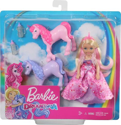 Barbie Dreamtopia Gift Set with Chelsea Princess Doll in Heart Dress, 2 Baby Unicorns and Accessories, Gift for 3 to 7 Year Olds in Saudi Arabia