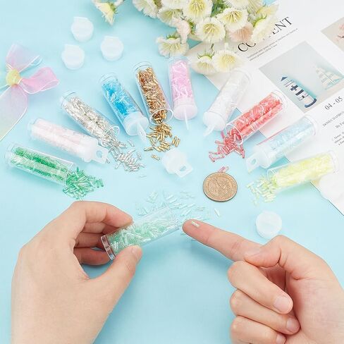 PH PandaHall 2200Pcs 11 Colors Twist Bugle Beads, 6x2mm Long Tube Beads Glass Seed Beads Colorful Craft Beads Loose Spacer Bead for Earrings Bracelets Necklaces Waist Chain Jewelry DIY Crafts Making in Saudi Arabia