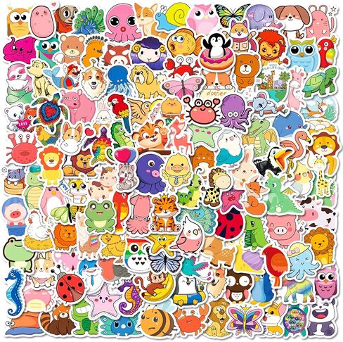 300 PCS Cute Animal Stickers,Animal Stickers for Kids,Waterproof Kawaii Stickers for Water Bottles Laptop Skateboard in Kuwait